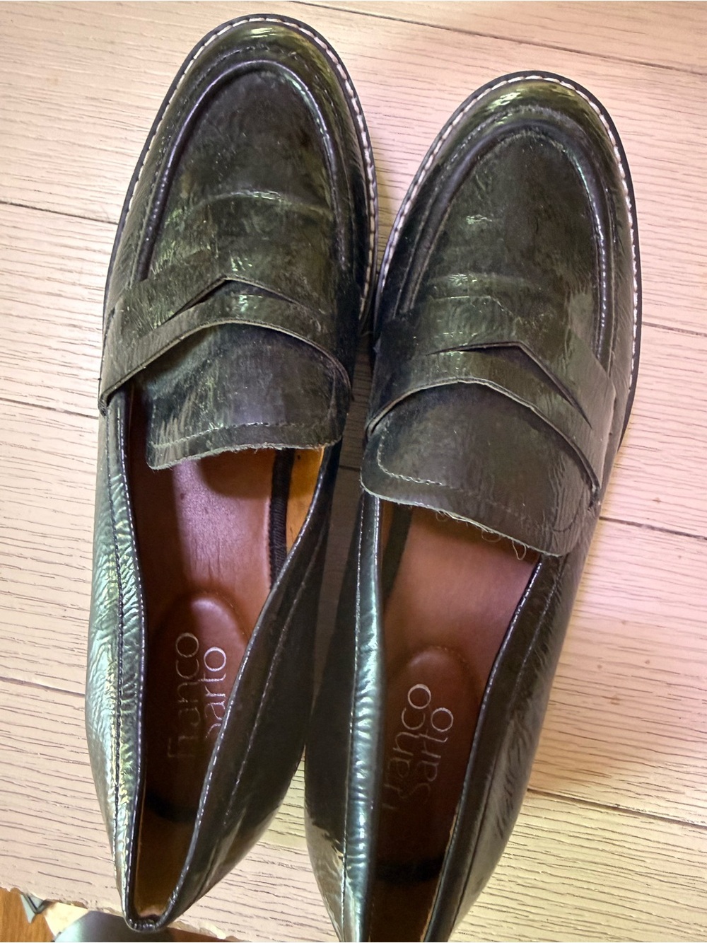 Franco Sarto Black Leather Penny Loafers
